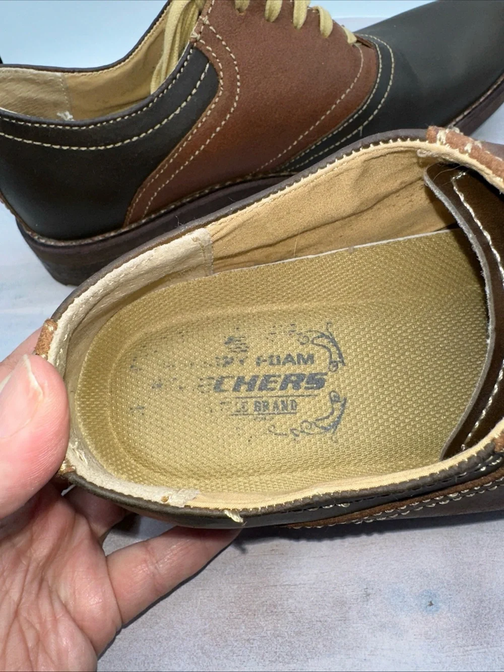 Skechers Two-Tone Brown and Tan Men's Oxford Shoes Hank Memory Foam. #1080